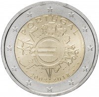 Купить Португалия 2 евро 2012 "10 лет евро"