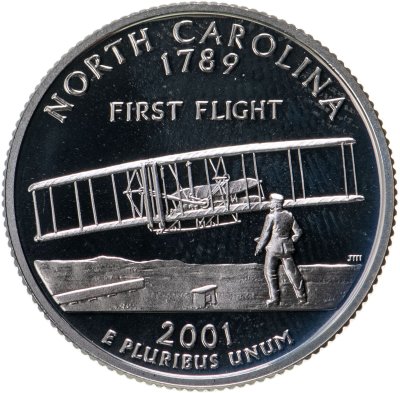купить США 25 центов (квотер, 1/4 доллара, quarter dollar) 2001 Северная Каролина