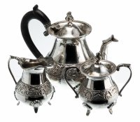 Купить Набор чайный из 3-х предметов (чайник, сахарница, молочник), никель с серебрением, фирма "IMF", Германия, 1920-1940 гг.