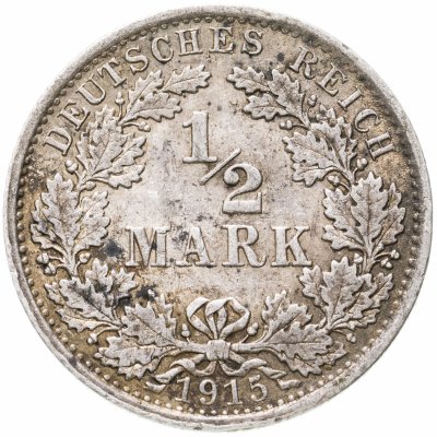 купить Германия 1/2 марки (mark) 1915 знак монетного двора: "A" - Берлин