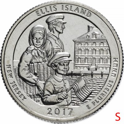 купить США 1/4 доллара (25 центов, квотер) 2017 S — "Национальный монумент - остров Эллис" (39-й парк)