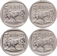 купить ЮАР набор из 4-х монет 5 рандов (рэндов, rand) 1997-2003