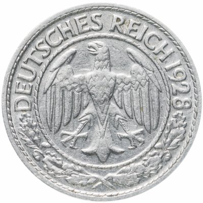 купить Германия 50 рейхспфеннигов (reichspfennig) 1928 D знак монетного двора "D" — Мюнхен