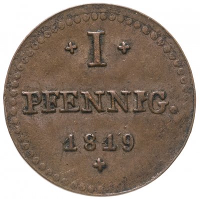 купить Германия, Гессен-Дармштадт 1 пфенниг 1819 GH-SM
