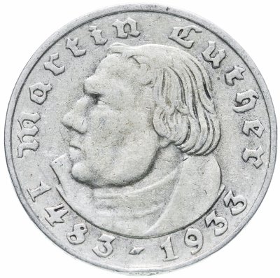 купить Германия, Третий рейх 2 рейхсмарки (reichsmark) 1933 "450 лет со дня рождения Мартина Лютера"