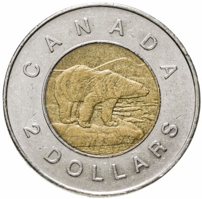 купить Канада 2 доллара (dollars) 2006 (старый тип - год 2006 под профилем Королевы)