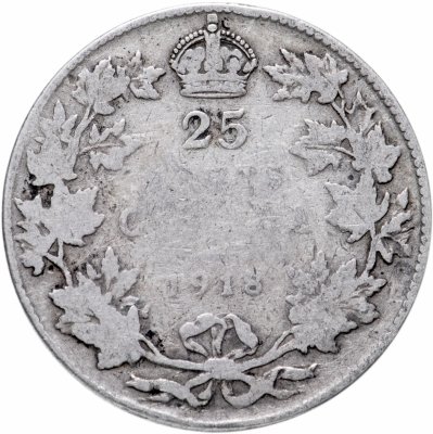 купить Канада 25 центов (cents) 1918