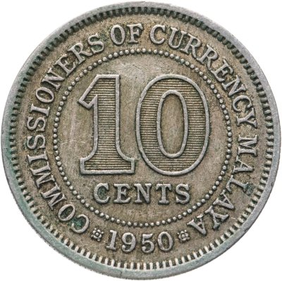 купить Малайя 10 центов (cents) 1950