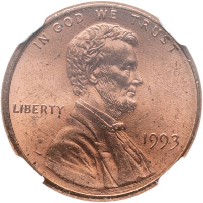 купить США 1 цент (cent) 1993 "Lincoln Memorial Cent" в слабе DNC MS65