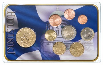 купить Финляндия набор из 8 монет евро 2003-2010 в буклете с жетоном