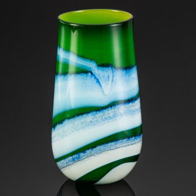 купить Ваза интерьерная с ярким геометрическим декором, стекло, гутная техника, Murano, Италия, 1960-1980 гг.