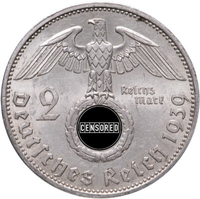 купить Германия (Третий Рейх) 2 рейхсмарки 1939 двор "А" - Берлин