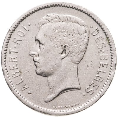 купить Бельгия 5 франков (francs) 1933 надпись на французском - "ALBERT ROI DES BELGES"