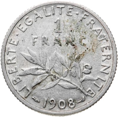 купить Франция 1 франк (franc) 1908