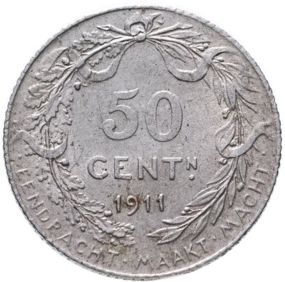 купить Бельгия 50 сантимов (centimes) 1911 Надпись на голландском - 'ALBERT KONING DER BELGEN'