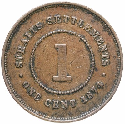 купить Стрейтс Сетлментс 1 цент (cent) 1874