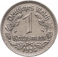 купить Нацистская Германия (Третий Рейх) 1 рейхсмарка 1934 A