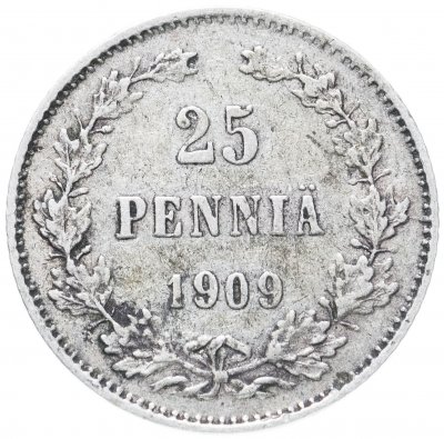 купить 25 пенни 1909 L, монета для Финляндии