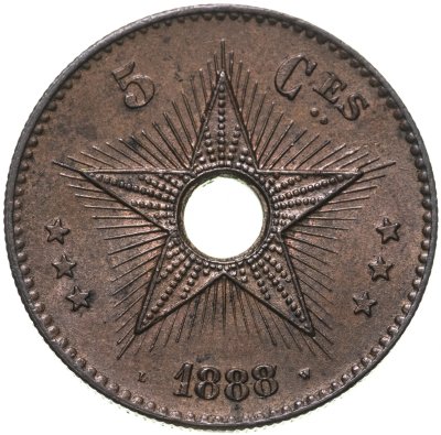 купить Конго 5 сантимов (centimes) 1888