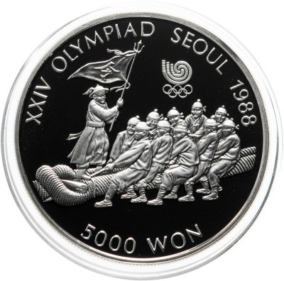 купить Южная Корея 5000 вон (won) 1986 "XXIV летние Олимпийские Игры, Сеул 1988 - Перетягивание каната"