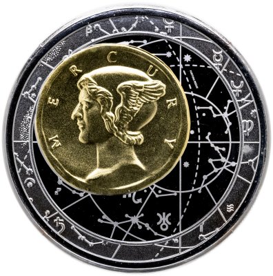 купить Ниуэ 50 долларов 2014 "Меркурий. Бог торговли" 6 унций, в подарочном футляре с сертификатом