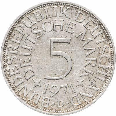 купить Германия 5 марок, 1971 Отметка монетного двора: "D" - Мюнхен