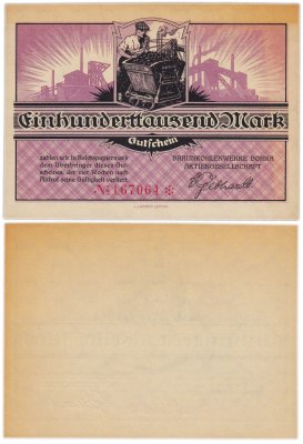 купить Германия Лейпциг шахты Borna 100000 марок 1923 год