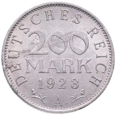 купить Германия 200 марок (mark) 1923, знак монетного двора "A" — Берлин