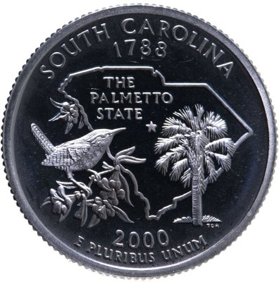 купить США 25 центов (квотер, 1/4 доллара, quarter dollar) 2000 S Proof Южная Каролина (South Carolina)