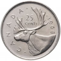 Купить Канада 25 центов (квотер, cents) 1968