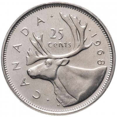 купить Канада 25 центов (квотер, cents) 1968