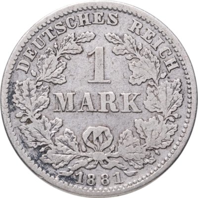 купить Германия 1 марка (mark) 1881 D знак монетного двора: "D" - Мюнхен