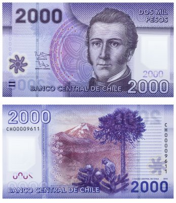 купить Чили 2000 песо 2012 (Pick 162b) пластик