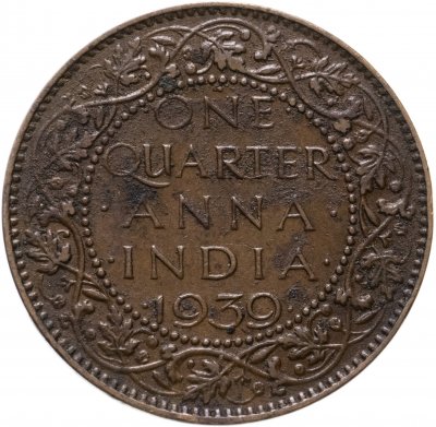 купить Индия Британская 1/4 анны (anna) 1940 знак монетного двора над "ONE": "•" - Бомбей