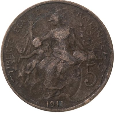 купить Франция 5 сантимов (centimes) 1911
