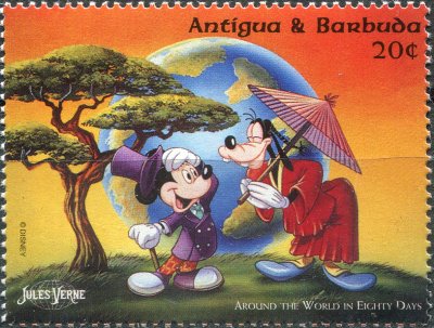 купить Антигуа и Барбуда Почтовая марка 1996 "Микки и Гуфи в Китае"