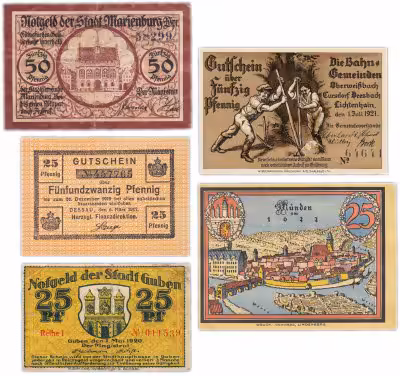 купить Германия (разные земли) набор из 5 нотгельдов 1919-1921