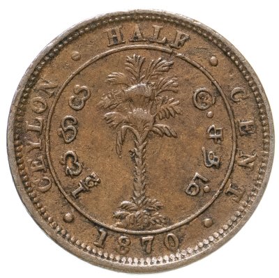 купить Цейлон 1/2 цента (cent) 1870