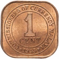 Купить Малайя 1 цент (cent) 1943