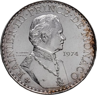 купить Монако 50 франков (francs) 1974 "25 лет правления Ренье III"