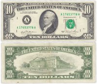 Купить США 10 долларов 1981 (Pick 470а) А - Бостон