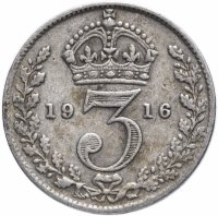 Купить Великобритания 3 пенса (pence) 1916