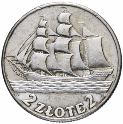 купить Польша 2 злотых (zlote) 1936 15 лет морскому порту Гдыня