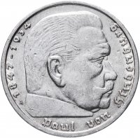 Купить Германия (Третий Рейх) 5 рейхсмарок (reichsmark) 1936 орёл без свастики