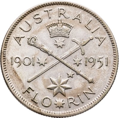 купить Австралия 2 шиллинга (florin, shillings) 1951 50 лет Федерации