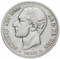 Купить Испания 2 песеты (pesetas) 1882