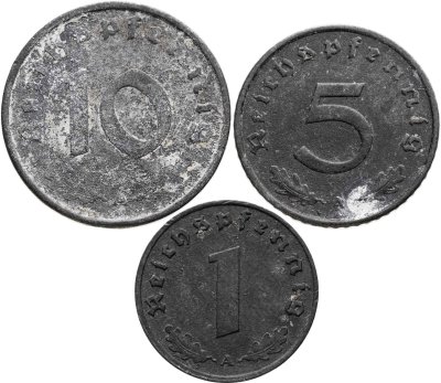 купить Германия набор 1,5,10 рейхспфеннигов 1942, двор "А"