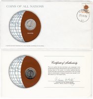 Купить Серия «Монеты всех стран мира» - Сингапур 20 центов (cents) 1977 (монета и 1 марка в конверте)