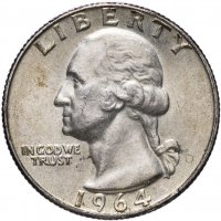 купить США 25 центов (квотер, 1/4 доллара, quarter dollar) 1964 D