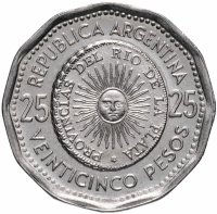 Купить Аргентина 25 песо (pesos) 1967